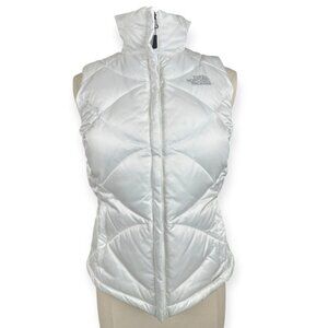 The North Face 550 Fill White Puffer Vest Womens Small Full Zip Winter Jacket